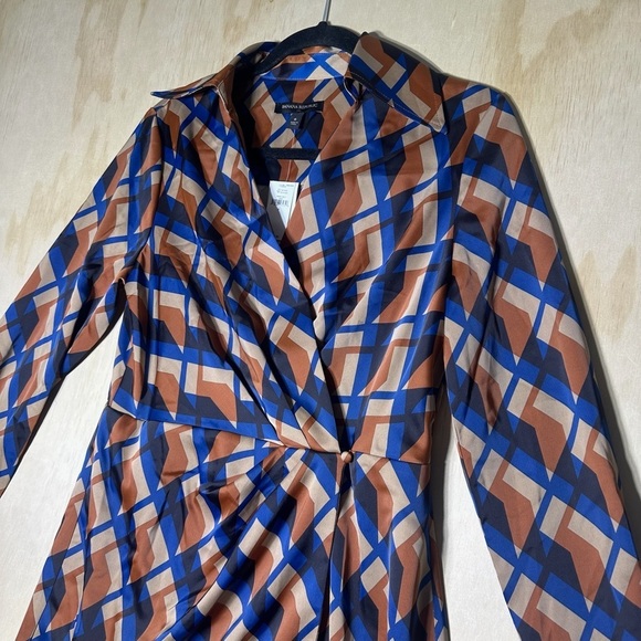 Banana Republic Long Sleeve Dress Satin Wrap Mini Dress Size 6 NWT - Picture 3 of 15